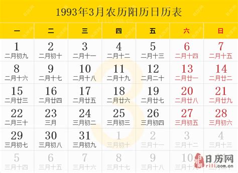 1993是什么年|1993年日历表,1993年农历表（阴历阳历节日对照表）